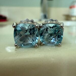 Elegant Blue Gemstone Stud Earrings